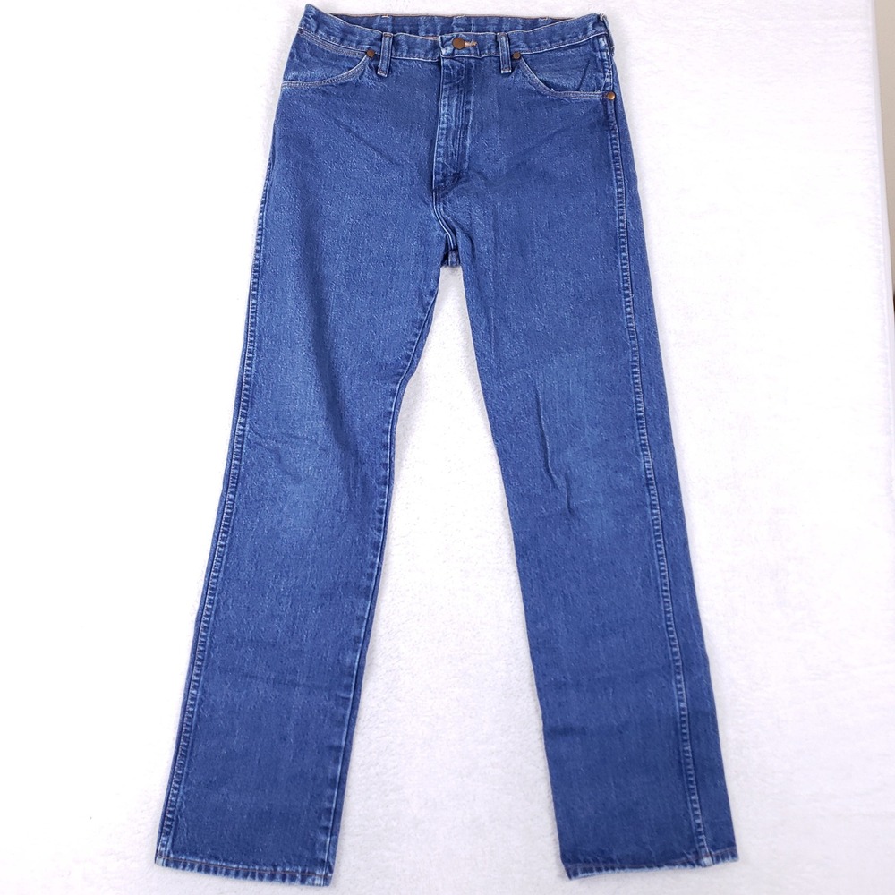 Wrangler 13MWZ Jeans Men 35x34 Cowboy Cut Blue Denim Vintage Made in USA Western
